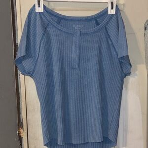 American Eagle Outfitters Ribbed Blue Tee